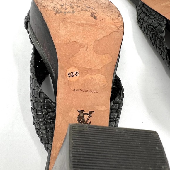 VINCE CAMUTO Signature Sandals Women 8.5 Green Paloma Braided Leather Block Heel - Picture 10 of 11